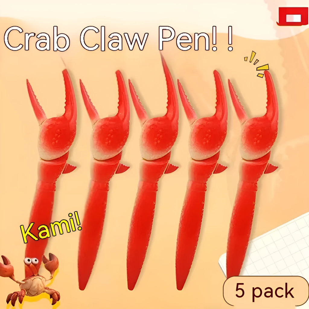 Crab-themed ballpoint pen with a pressable metal clip on a white background.