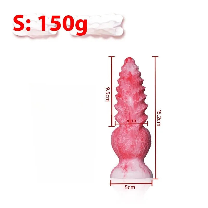 Pink shaped penis masturbation device in platinum silicone with berserker size options