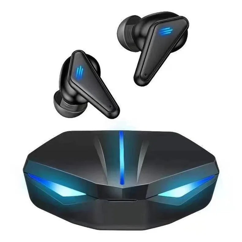 X15 wireless in-ear gaming headset with charging case, shown in optional colours.