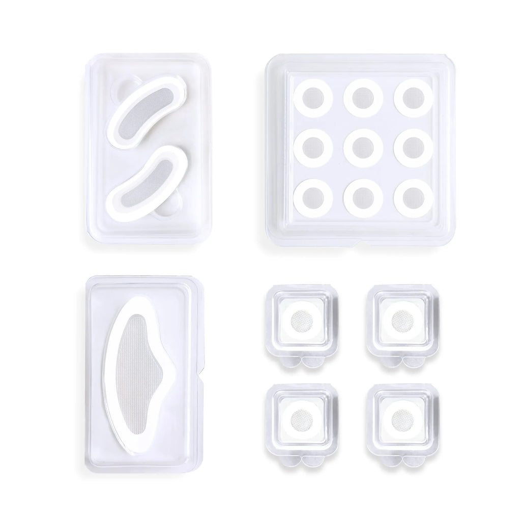 Transparent hydrocolloid acne cover patches for spot treatment, showing single and multiple patch options