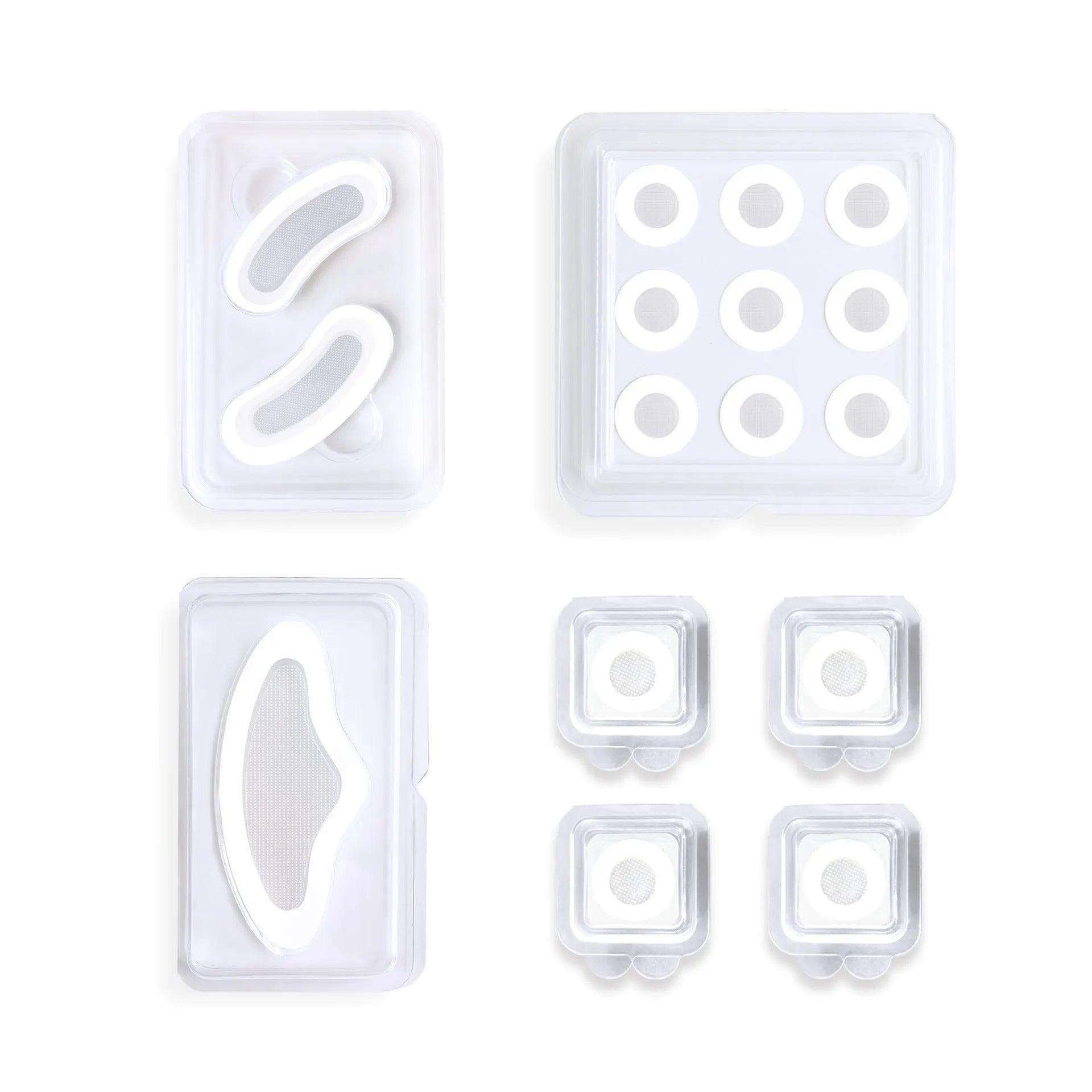 Transparent hydrocolloid acne cover patches for spot treatment, showing single and multiple patch options