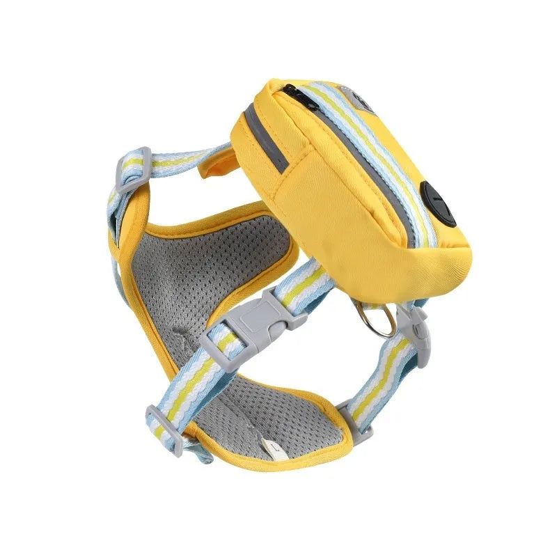 Explosion-proof anti-strangulation pet chest harness and rope in green, blue, pink, or yellow.