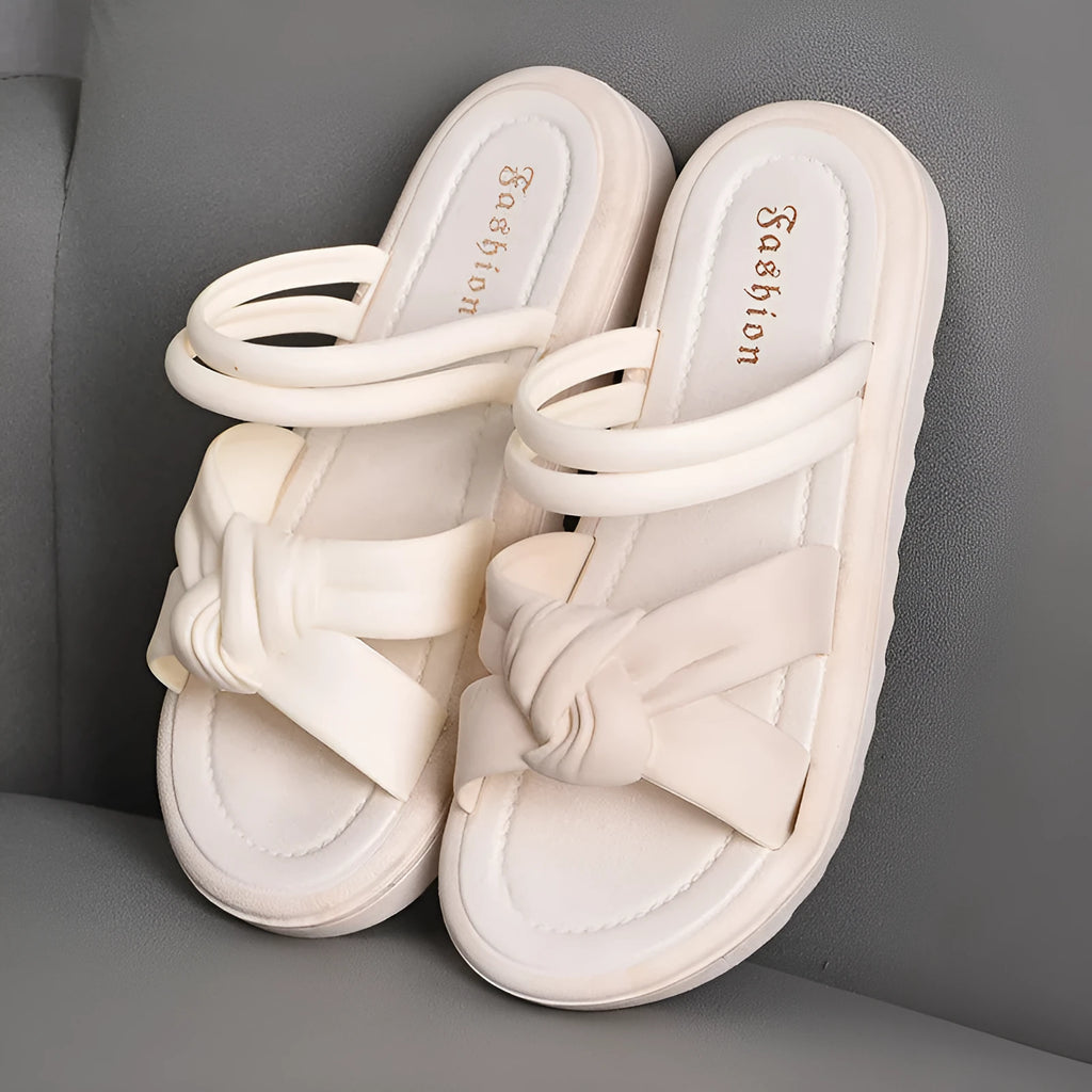 Women's black and white PVC two-way wear sandals with soft thick back and floral elements