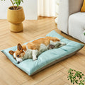 Blue rectangular cool summer pet sleeping mat for dogs and cats shown in size L.