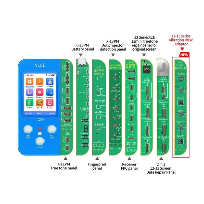 V1SE Pro plastic original colour repair instrument for smartphone component detection.