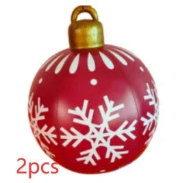 Large 60cm diameter inflatable PVC Christmas ball decoration for outdoor tree hanging