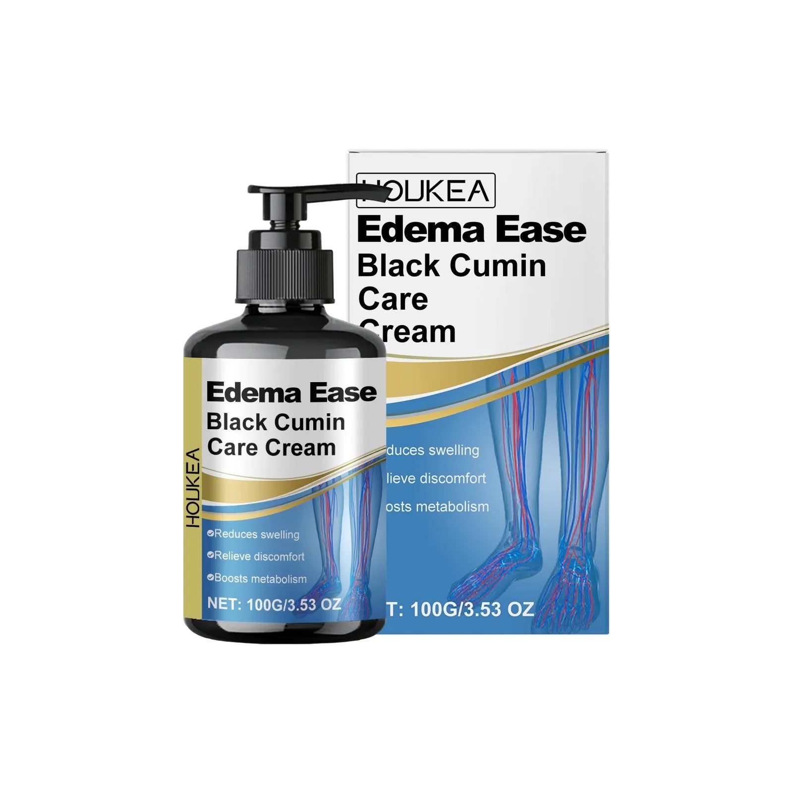 A 100g jar of herbal blend body soothing cream containing cumin seed oil and vitamin E.