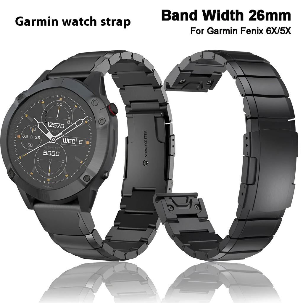 Stainless steel replacement watch band for Garmin Fenix 3 and Fenix 5X smartwatches