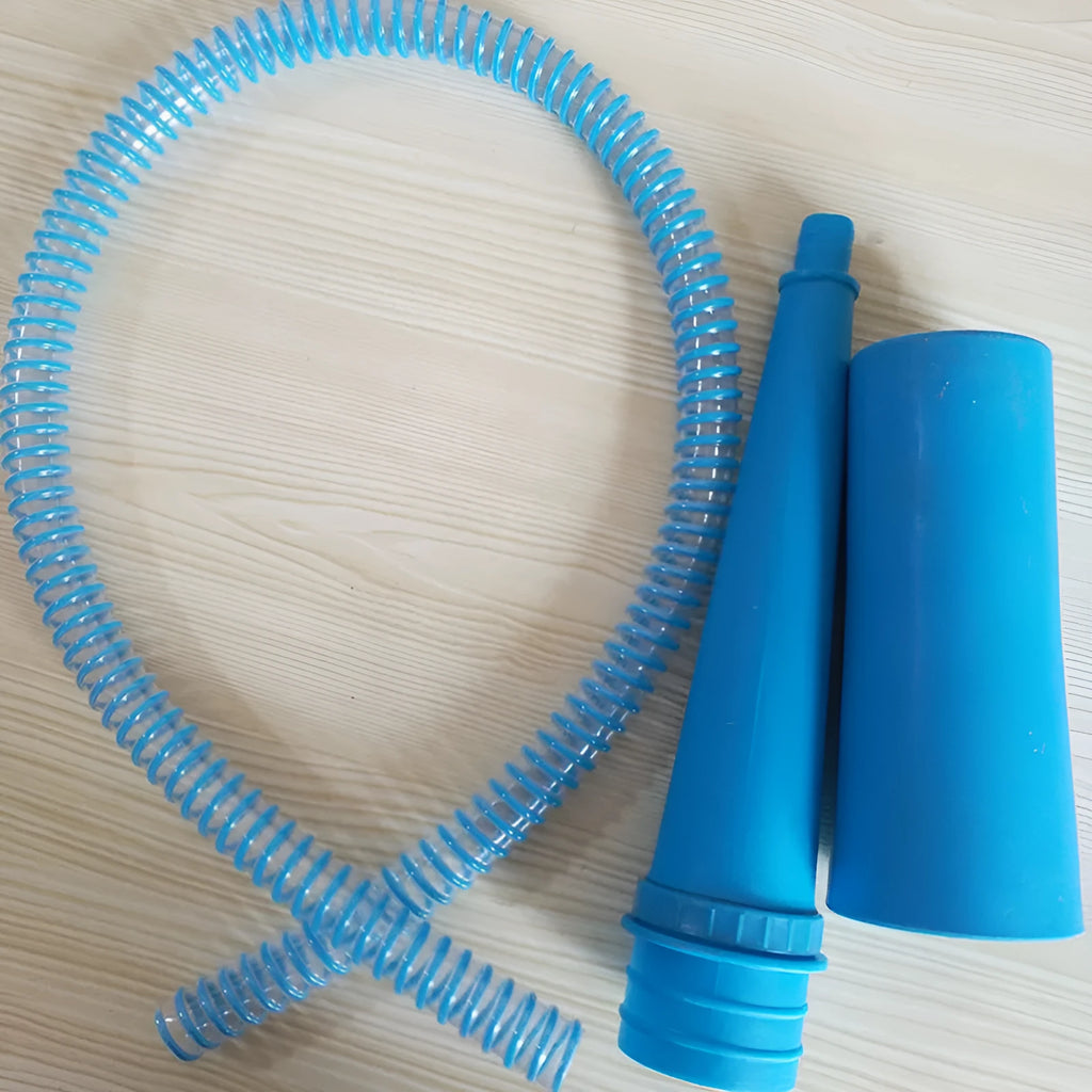 Blue plastic suction pipe vacuum cleaner attachment with round head for washing machine dust cleaning, 114cm length