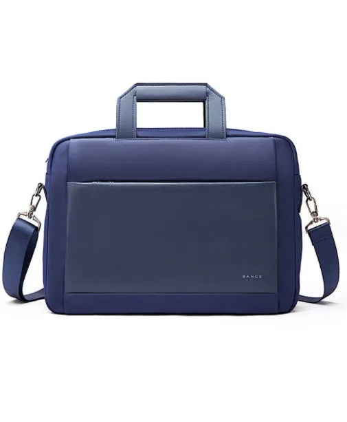Men's large capacity Oxford cloth computer bag for 15-inch laptop in black solid colour with sewing thread detail