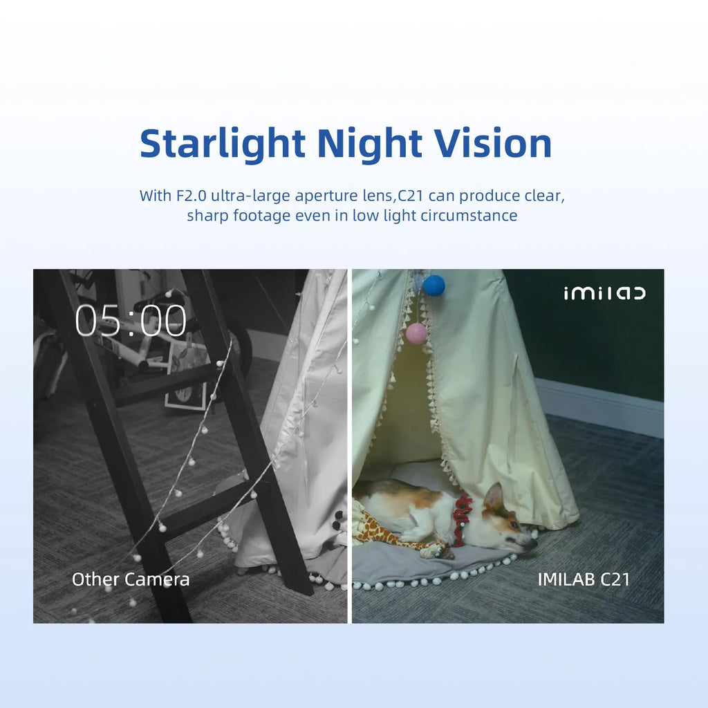 IMILAB C21 white indoor security camera with 2.5K resolution, 360° view and starlight night vision