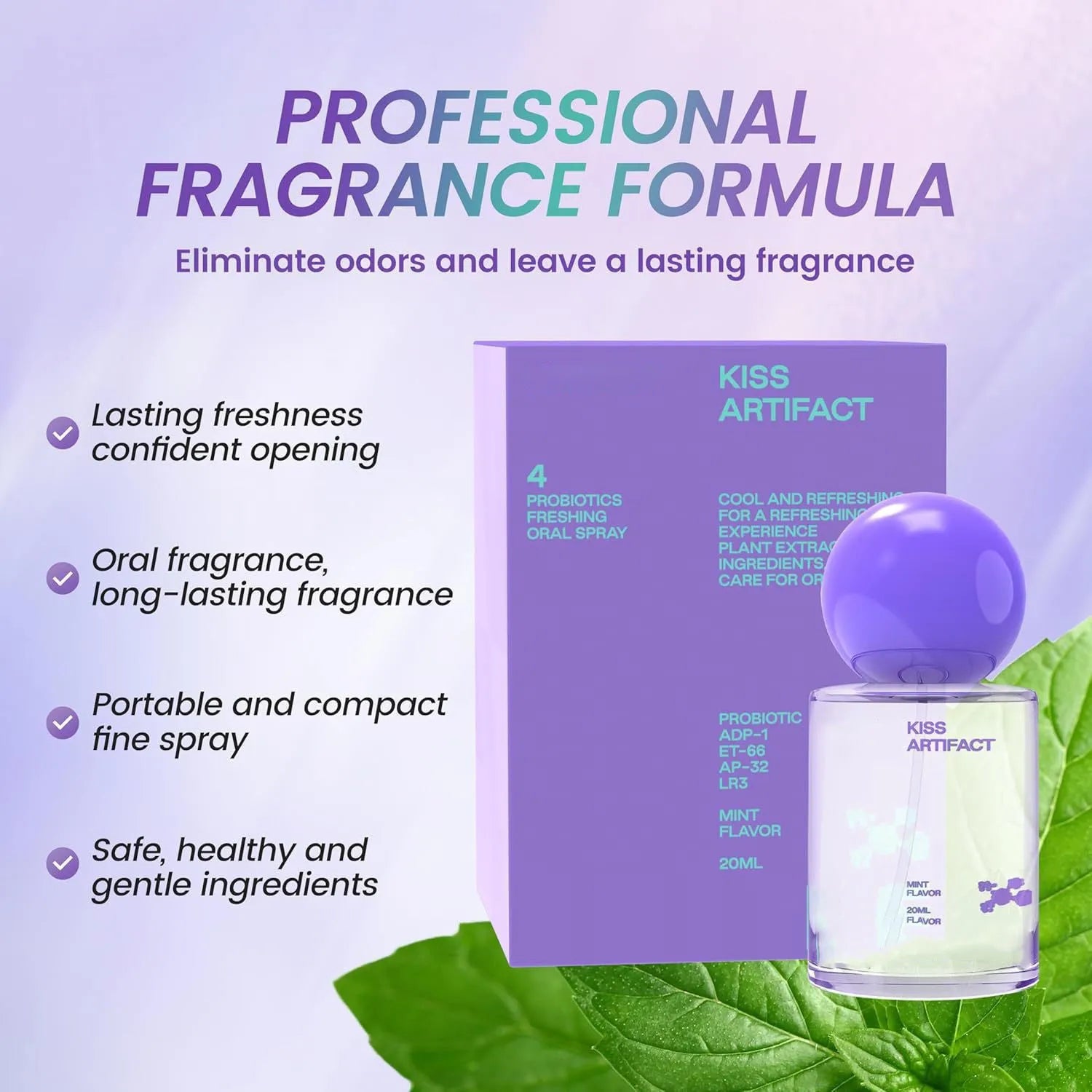20ml capacity oral probiotic spray bottle with hydrating formula for portable personal care