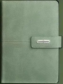 A5 notebook with PU leather cover in multiple colour options showing wood-free paper pages