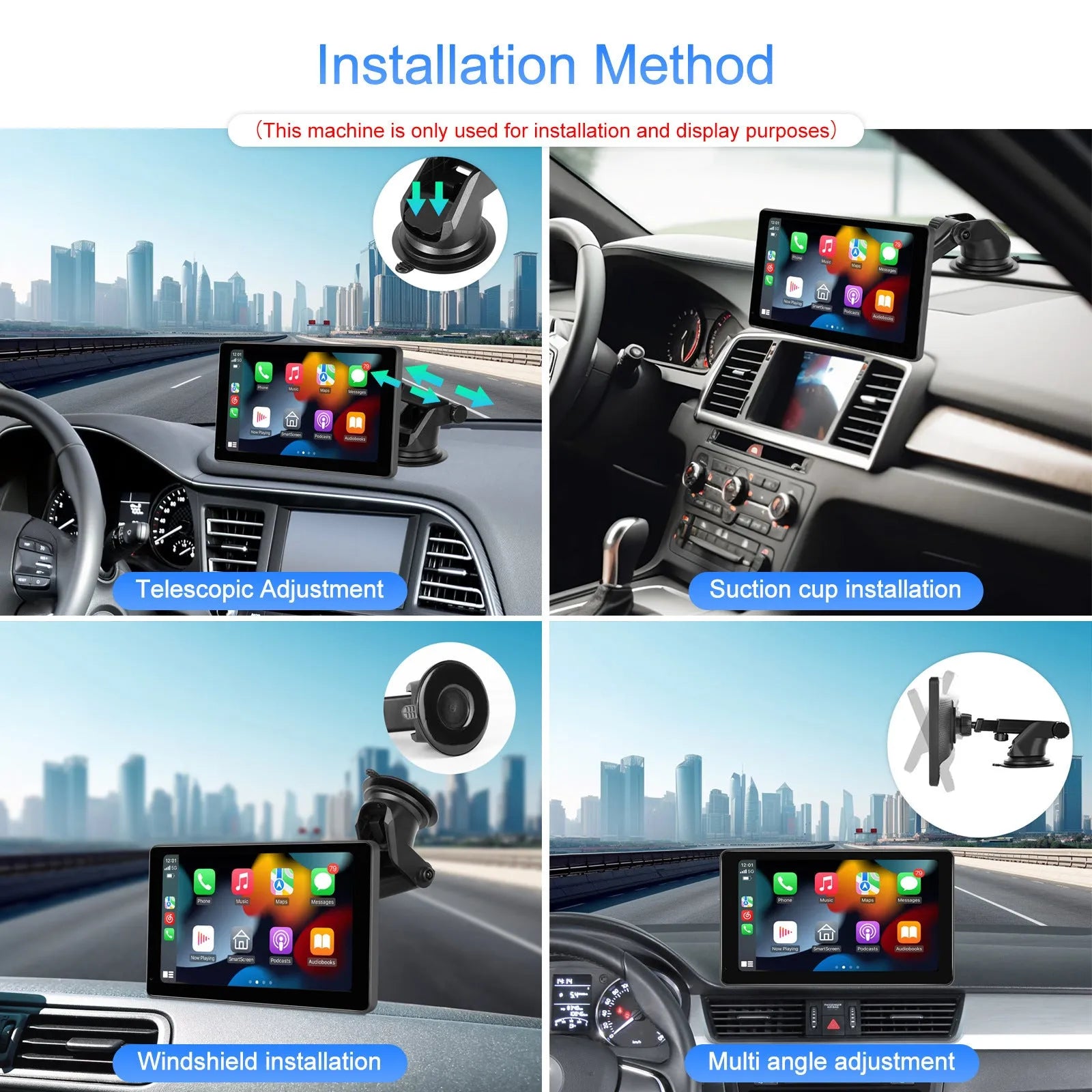 Android car display unit with 11.3-inch touchscreen mounted on vehicle dashboard