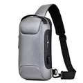 Men's medium canvas chest bag in camouflage colour with zipper and cross-body strap