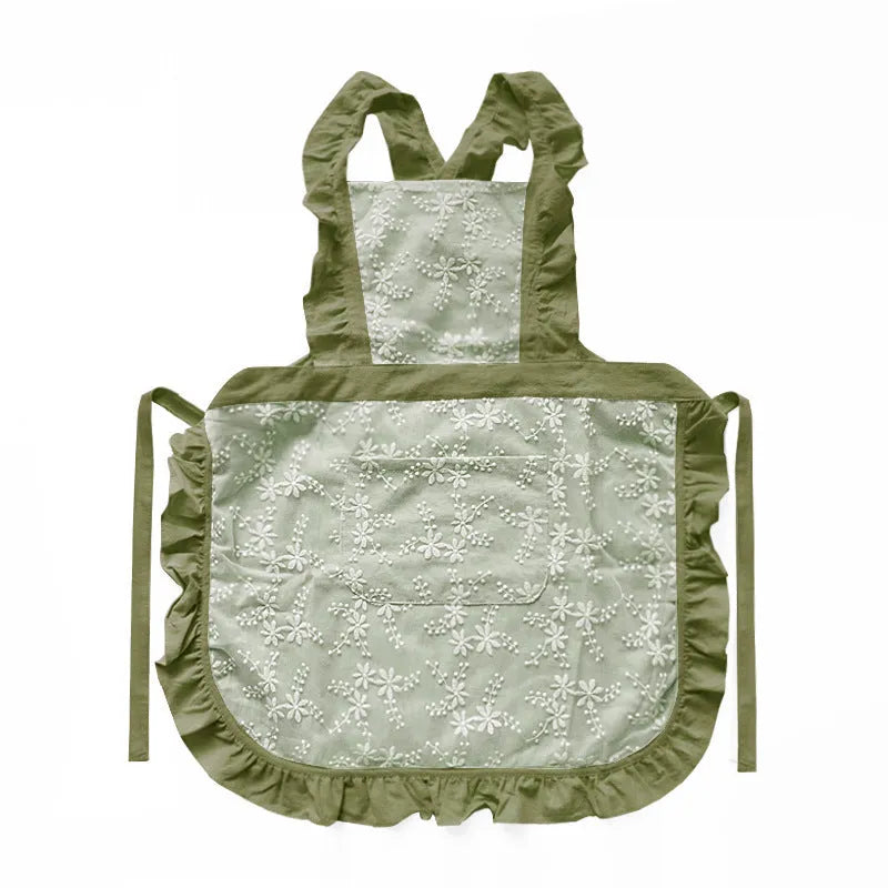 Minimalist cotton linen kitchen apron with X-strap design in solid colour