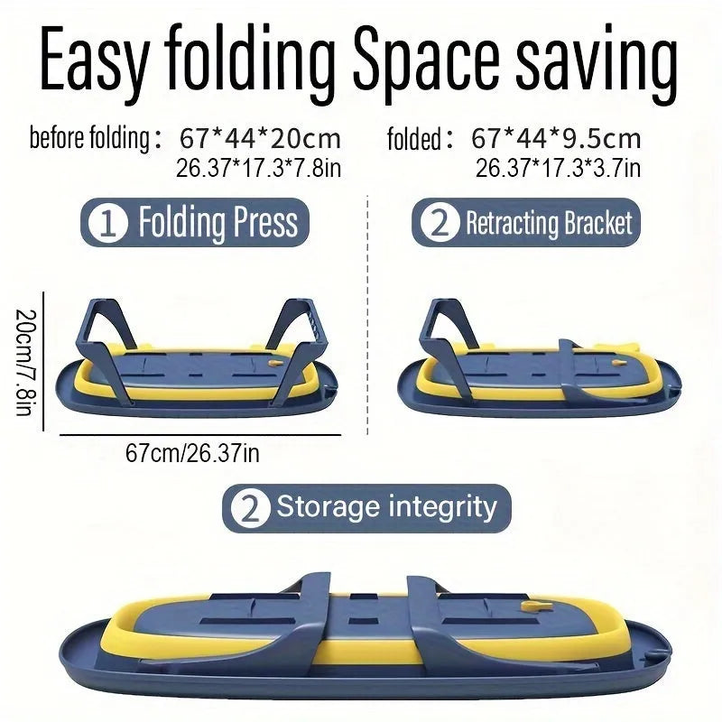 Blue foldable pet bathing tub for small animals with collapsible design