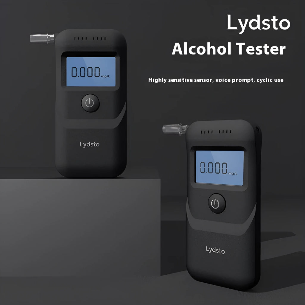 Black handheld breath alcohol tester model HD-JJCSY01 for personal drinking level checks
