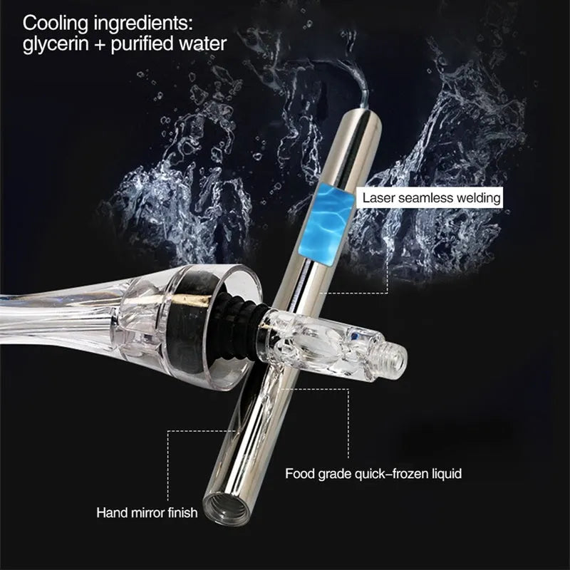 Stainless steel wine chilling rod with acrylic handle and integrated pourer, shown in silver finish.