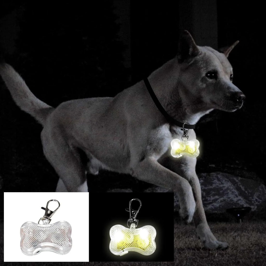 LED bone-shaped pendant for pet collars with three flash mode settings