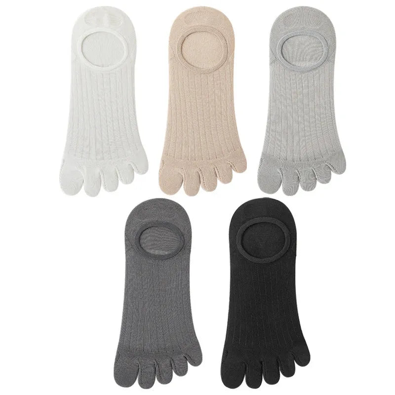 Modal cotton five-finger ultra-thin breathable boat socks in black colour option