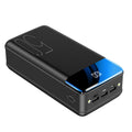 Black and white large capacity 50000mAh power bank with three USB output ports.