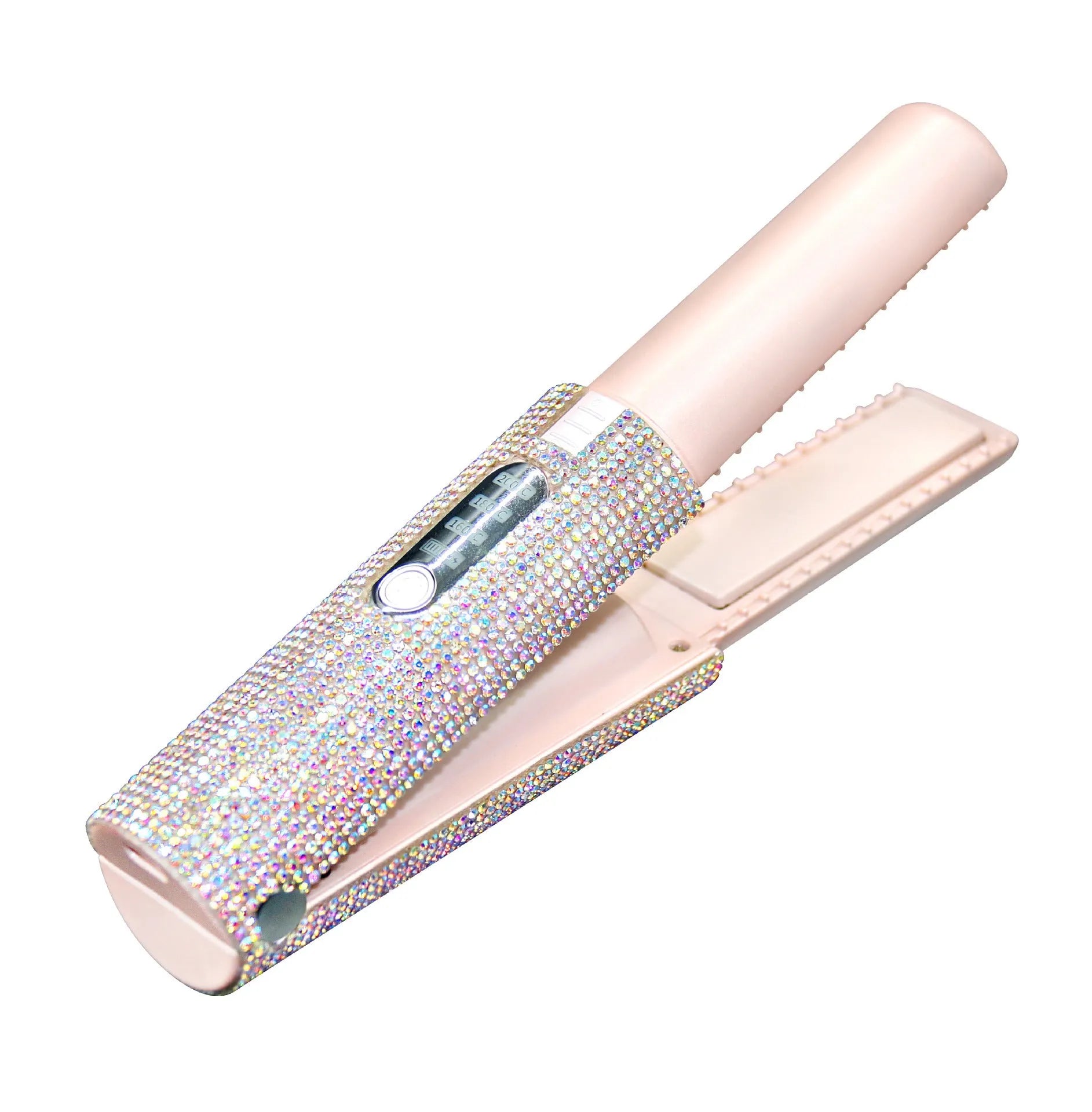 Rechargeable portable USB hair straightener in black with wireless lithium battery for curling and straightening