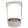 Silver stainless steel oil painting pen washer tank with a spring clip for holding brushes.