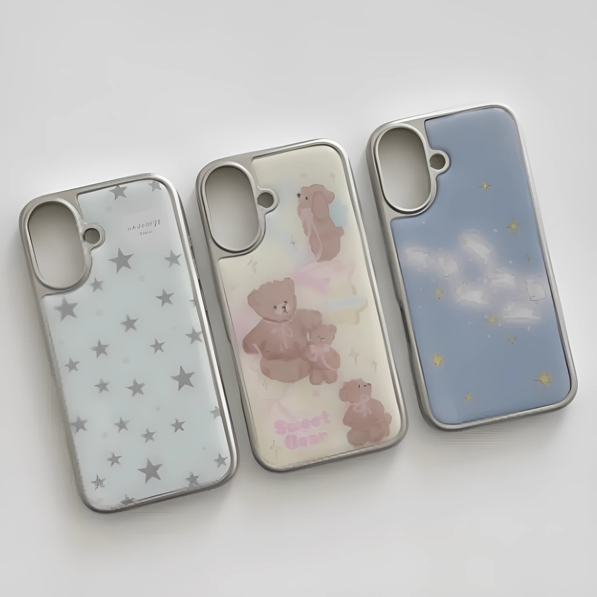 Soft rubber phone case with cute star bunny design in brown bear colour, compatible with iPhone 15 Pro Max.
