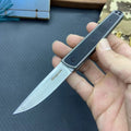 Folding fruit knife with stainless steel blade in black, brown, or red with measurements showing 17cm length
