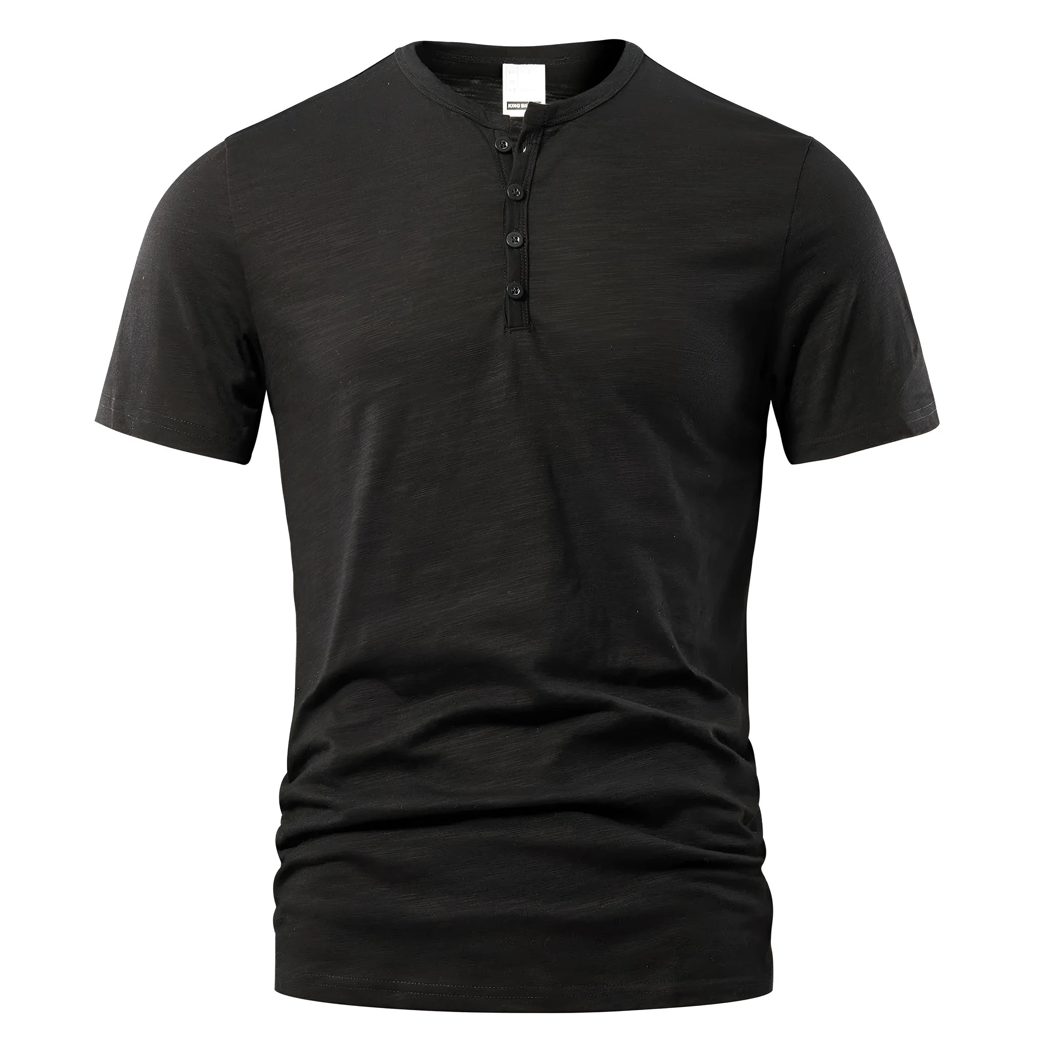 Men's solid colour slub cotton short sleeve t-shirt in British style pullover design
