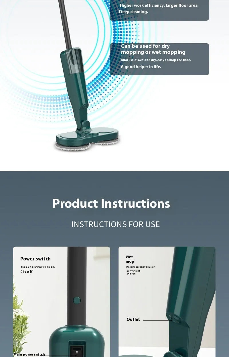 Wireless electric sweeping and mopping machine with USB charging port and separate wash basin