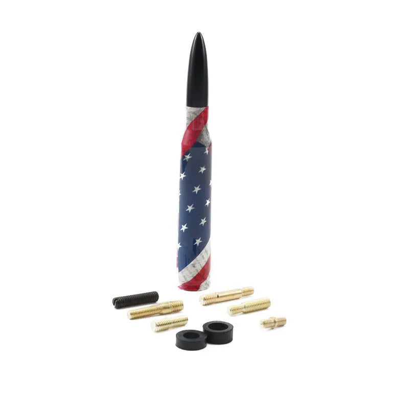 14cm car antenna with American flag and camouflage green design options.