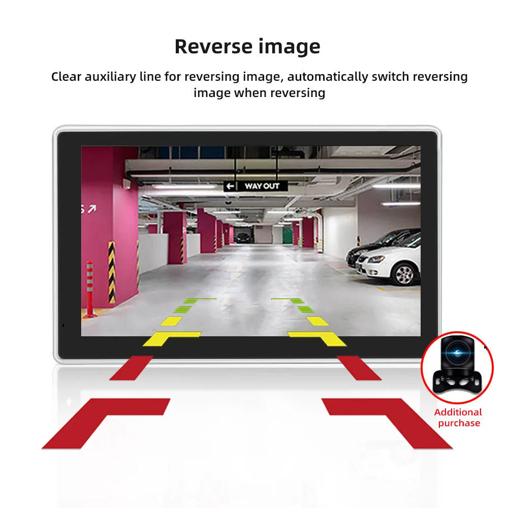7-inch black wireless CarPlay dash camera with touch screen and wide-angle lens