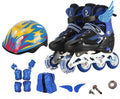 Children's adjustable roller skates with aluminium frame, PU foam wheels, and full protective gear set in chosen colour
