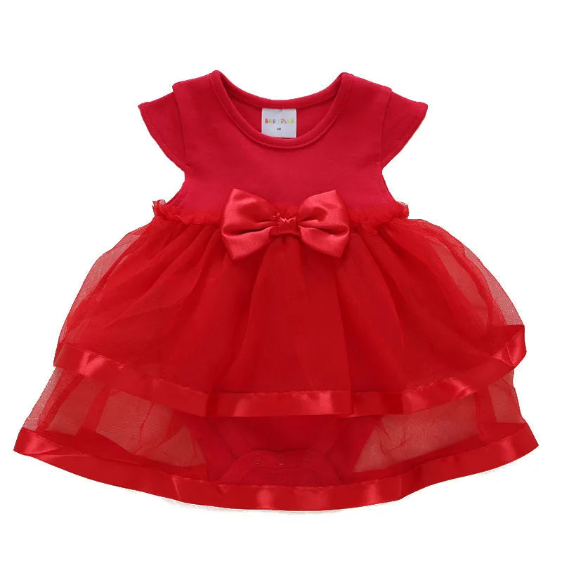 Korean style baby girl red lace princess dress with matching red shoes and large flower hairband