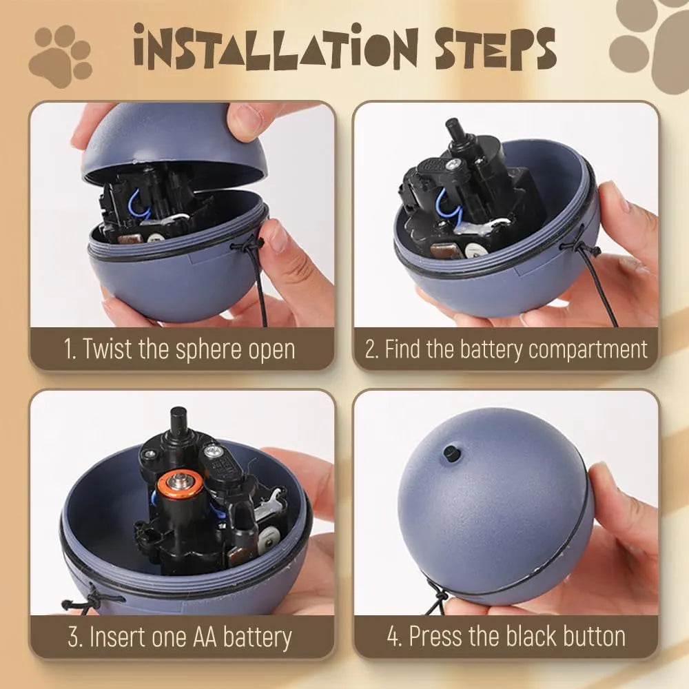 Automatic motion-activated rolling cat ball toy with blue and orange colour options