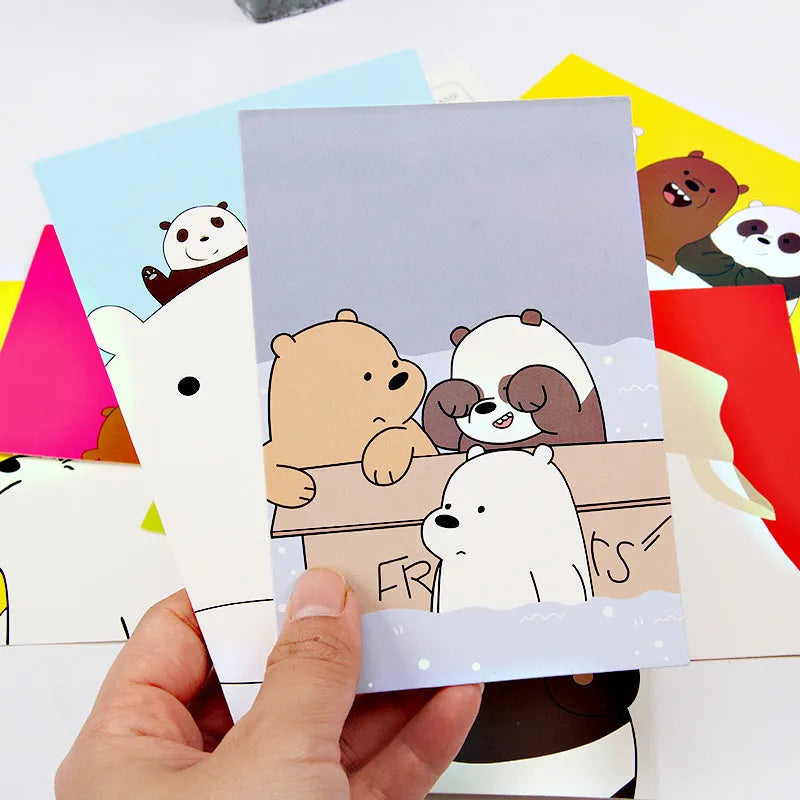 Nine minimalist cartoon postcards with retro Paris tower illustrations in Japanese style