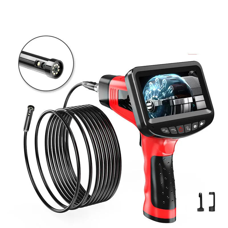 8.5mm diameter dual-lens endoscope camera with a long hard-wire cable for inspection work.