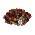 Multi-layer beaded bracelet with 108 tourmaline beads and lotus string design on alloy components