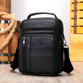 Men's vintage genuine cowhide leather shoulder bag with vertical square shape and soft handle