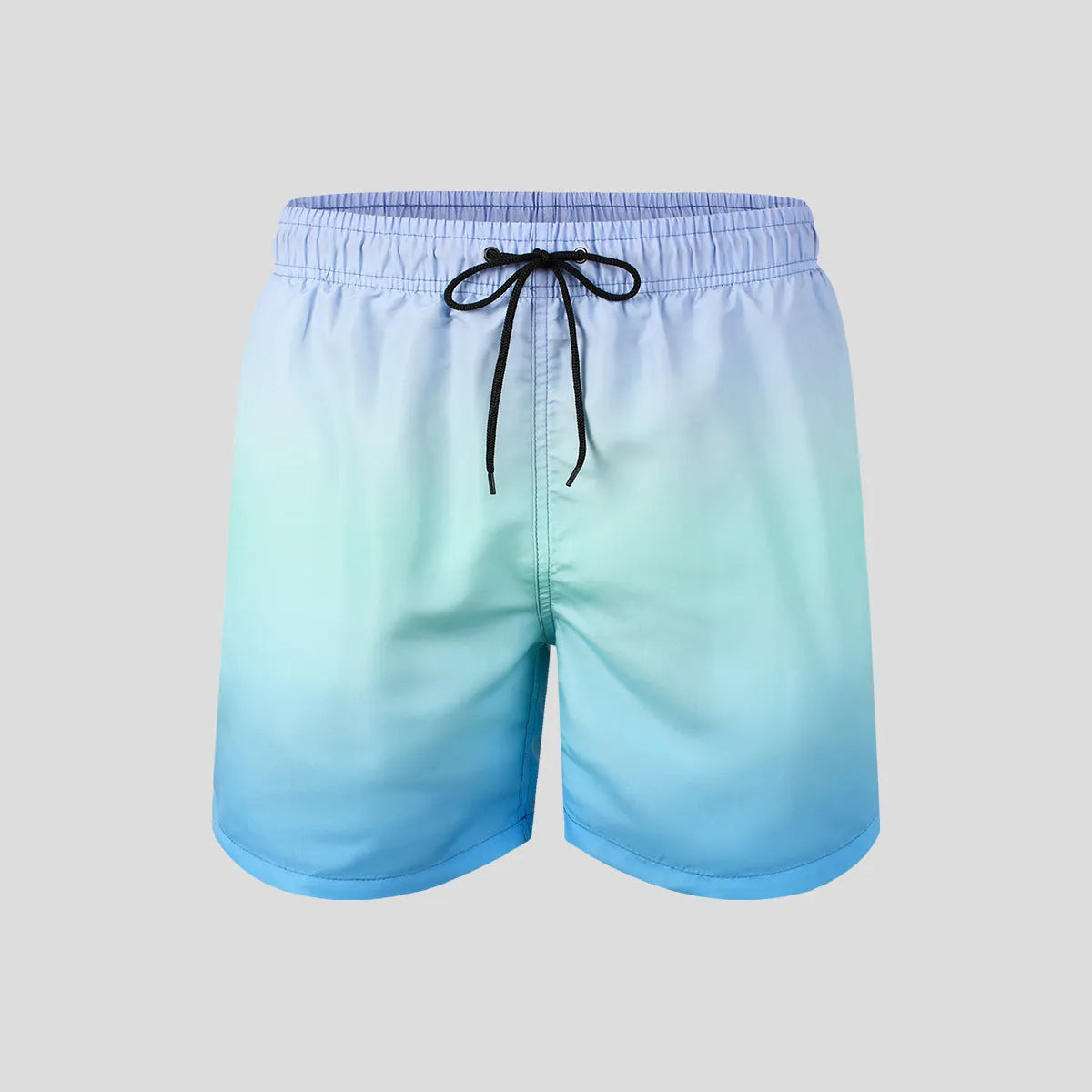 Men's gradient colour 3D digitally printed sports shorts made from mesh fabric.