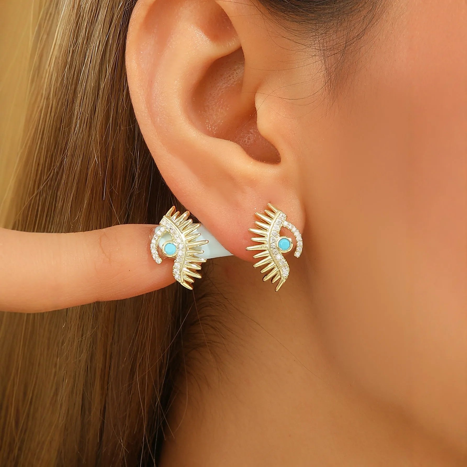 Simple Devil's Eye Earrings in lightweight resin with compact 2cm evil eye motif, available in silver and gold tones