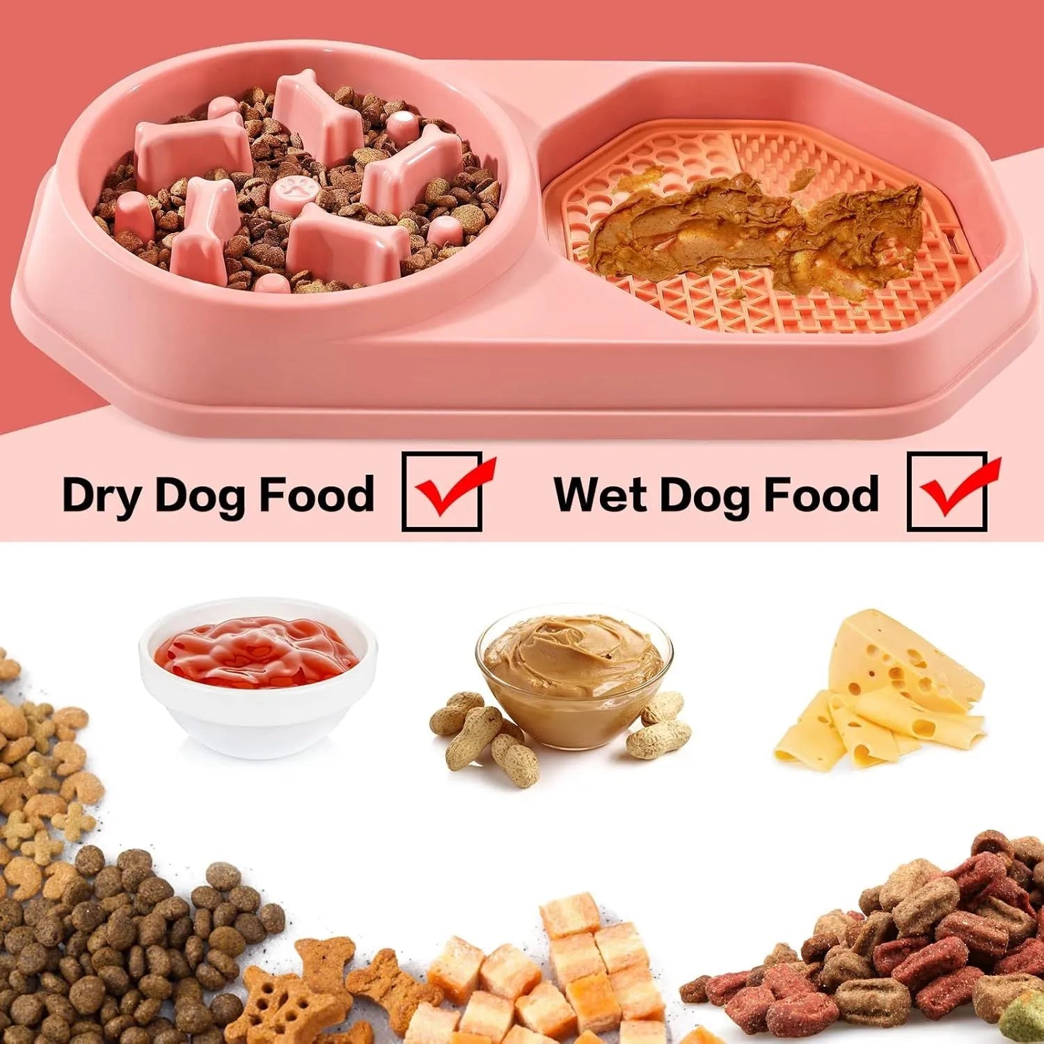 Blue slow feeder dog bowl with raised maze pattern for anti-gulping eating