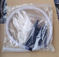 Eight-piece set of vacuum cleaner suction heads and nozzles for compact space cleaning.