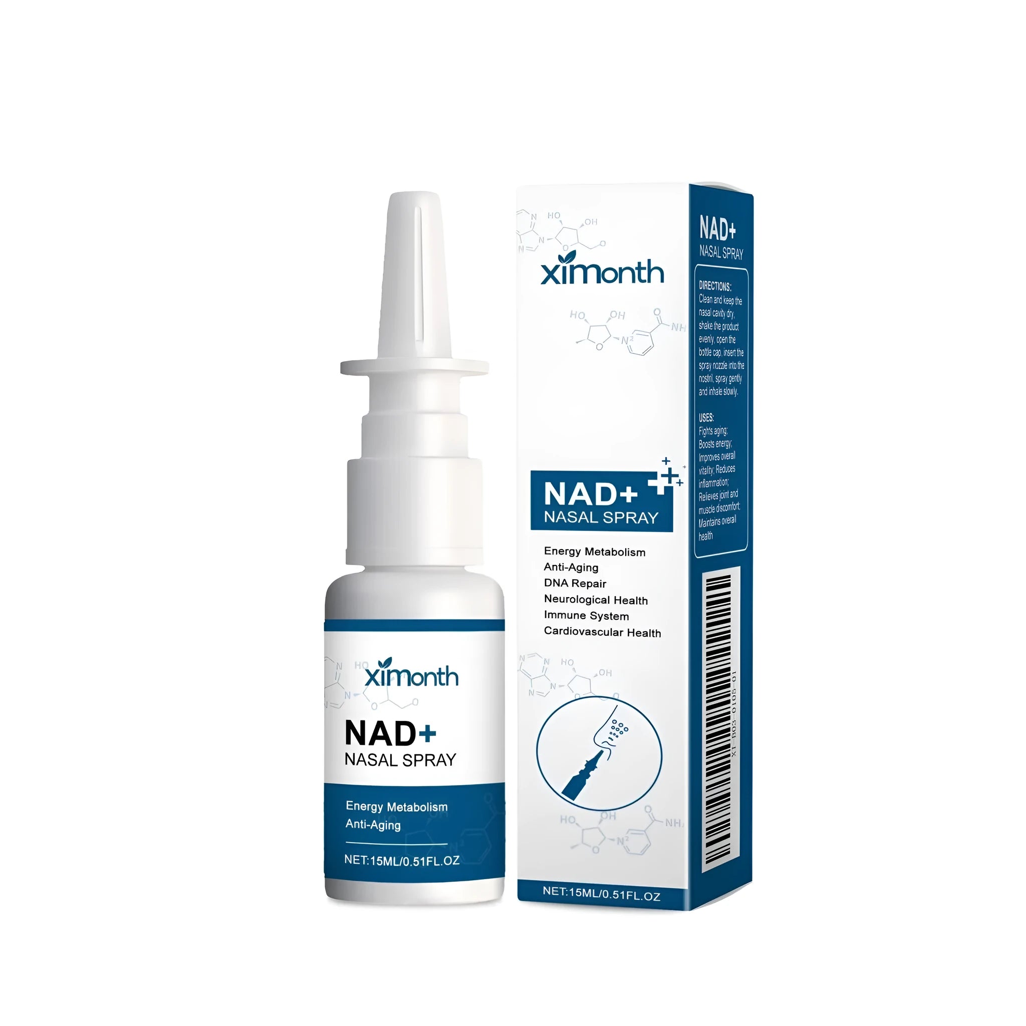 15ml bottle of herbal nasal spray with calendula and mint leaves