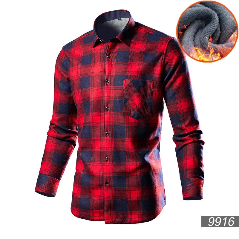 Men's loose fit fleece-lined cardigan shirt in cotton blend fabric