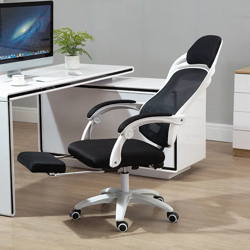 Rotating black computer gaming chair with linkage armrests and high resilience sponge seat cushion
