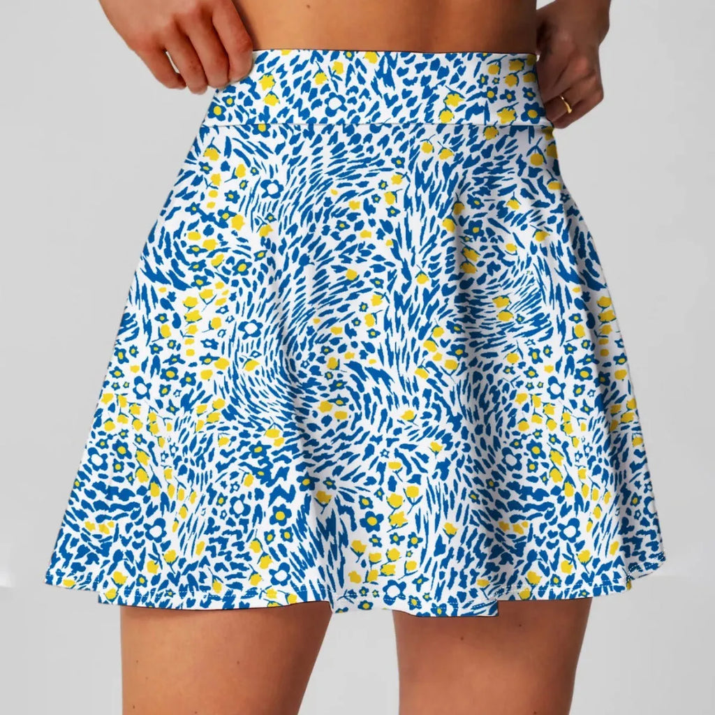 Women's high-waist half-length sports skirt in blue for golf tennis badminton