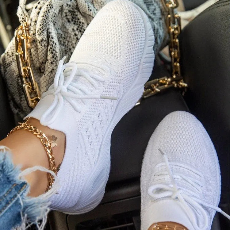 Women's solid colour thick bottom dad sneakers in multiple colours on a white background.